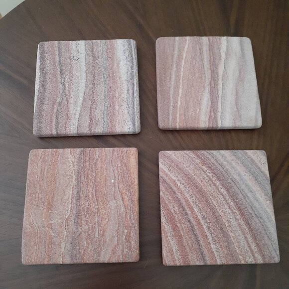 Rainbow Sandstone Square Set of 4 Cork Back Coasters - Picture 4 of 8